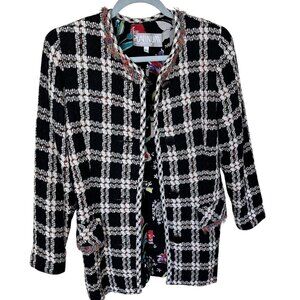 Vtg Womes Jacket Blazer Art to Wear Plaid Medium Platinum Petites Dorothy Schoel